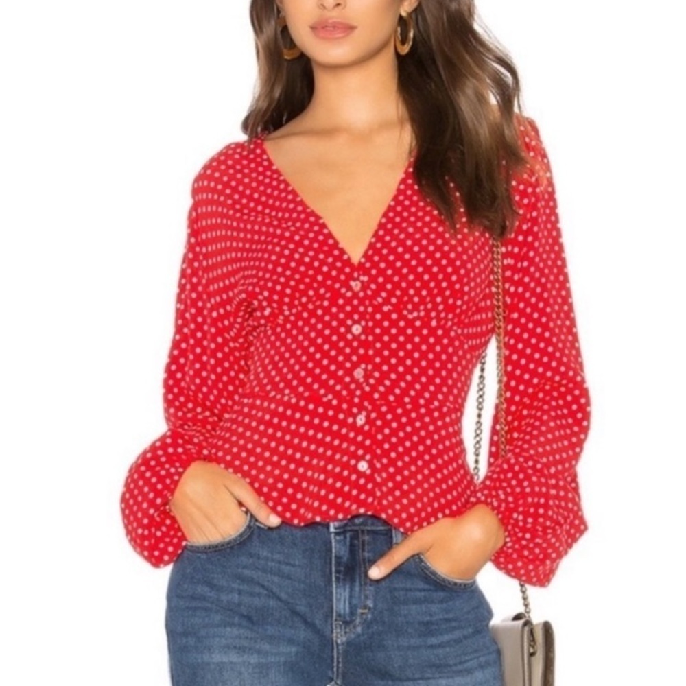 FREE PEOPLE Love Street Polka Dot Top Small